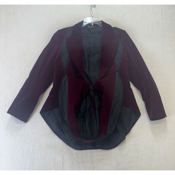 Comme Des Garçons Tailcoat Jacket Womens S Burgundy Velvet Victorian Steampunk - Picture 16 of 16